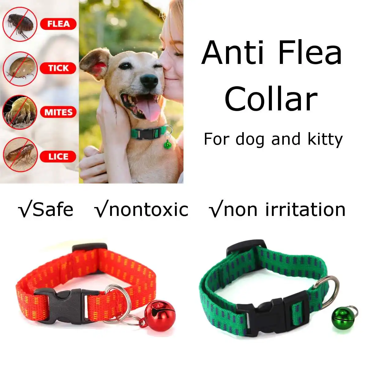 Anti Flea Nylon Neck Strap Pet Dog Cat Rabbit Neck Strap Collar Flea