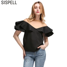 SISPELL женские футболки из тюля в стиле пэчворк с рукавом-бабочкой и вырезом лодочкой летние топы с оборками Женская футболка элегантная одежда Новинка