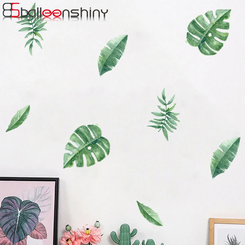 BalleenShiny ПВХ 6 шт. зеленые тропические листья DIY настенная наклейка пасторальный