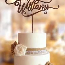 Деревянный свадебный торт Топпер с Персонализированные фамилия. Пользовательские Сельский Mr Mrs фамилия свадебный торт Топпер, невеста душ торт Топпер