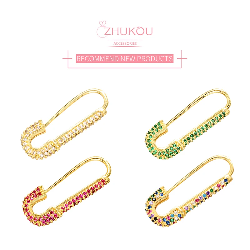 

ZHUKOU Best Quality 10x27mm Exquisite Crystal Brooch For Clothes school Bag Brooch Pins Accessories Model:VX2
