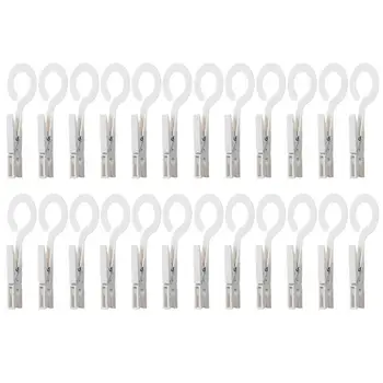 

24PCS Plastic Windproof Clothes Pegs Laundry Hook Hanger Clothes Hanging Clips Household Clothespin Hook Socks Folder (White)