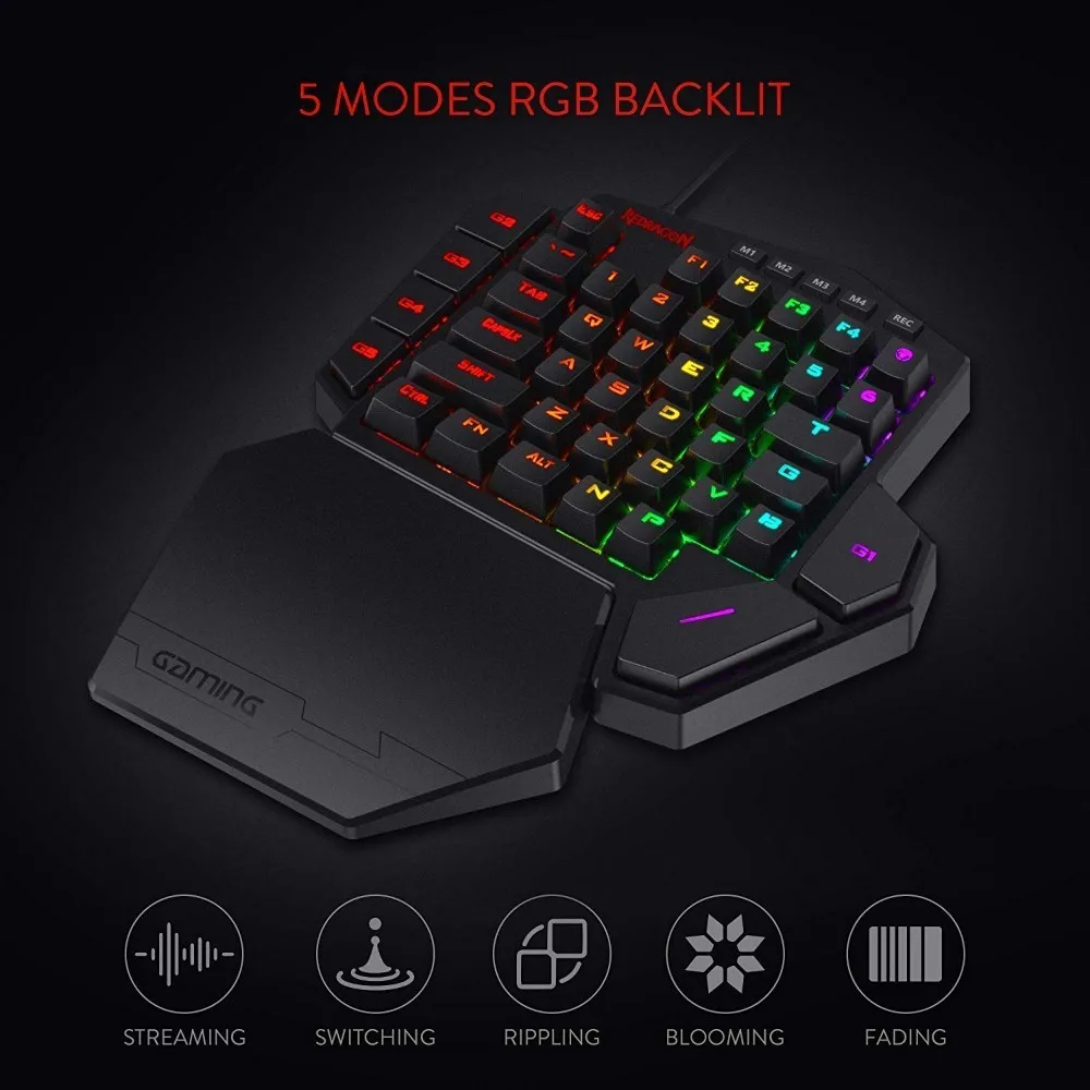 Механическая игровая клавиатура Redragon K585 DITI RGB с одной рукой 42 клавиши синий