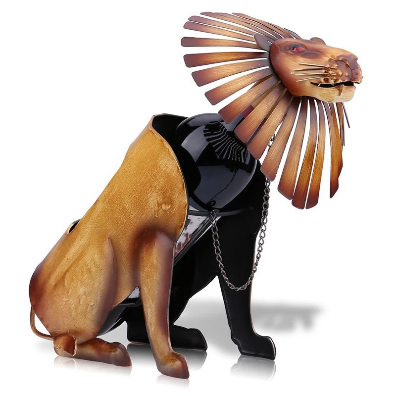 

Lion Wine Holder Modern Metal Wine Rack Sculpture Practical Kitchen Bar Wine Bottle Stand Home Decoration Interior Craft