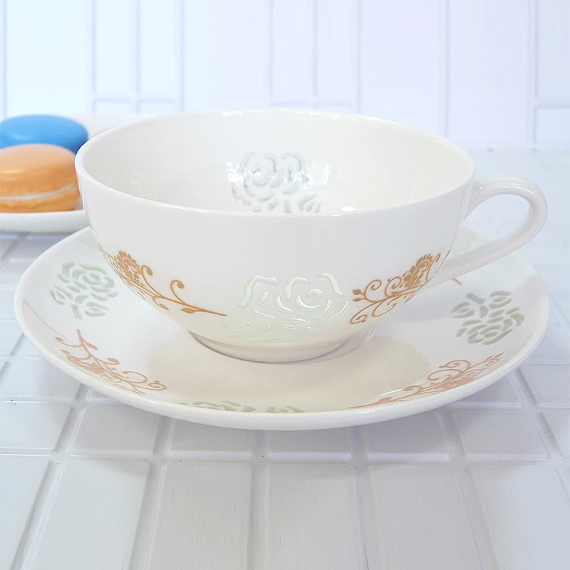 

High quality bone china handmade Tea set Delicate flower pattern A set of 2 pieces 230ml Birthday Holiday Gift