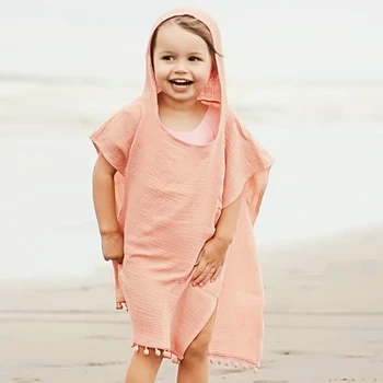 

Summer Girls Beach Dress Cute Children Swim Wear Kids Swimsuit Cover Up Sundress Bikini Dress Hooded Tops Tassels Kids Beachwear