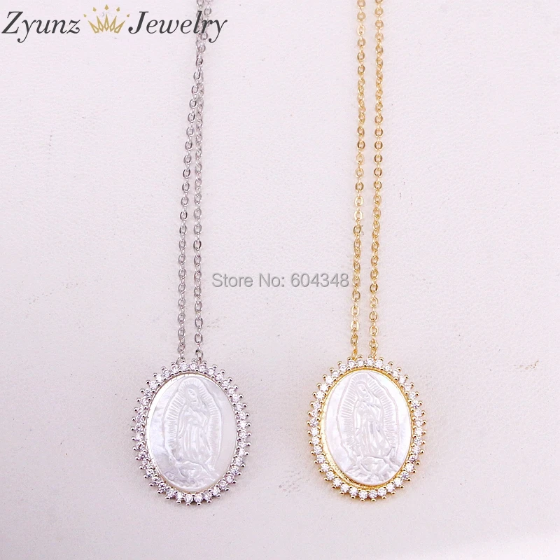 5 нитей ZYZ323-8739 Милая бусина золото серебро кубический цирконий с ракушкой Мэри/девственница подвеска Фатима ожерелье
