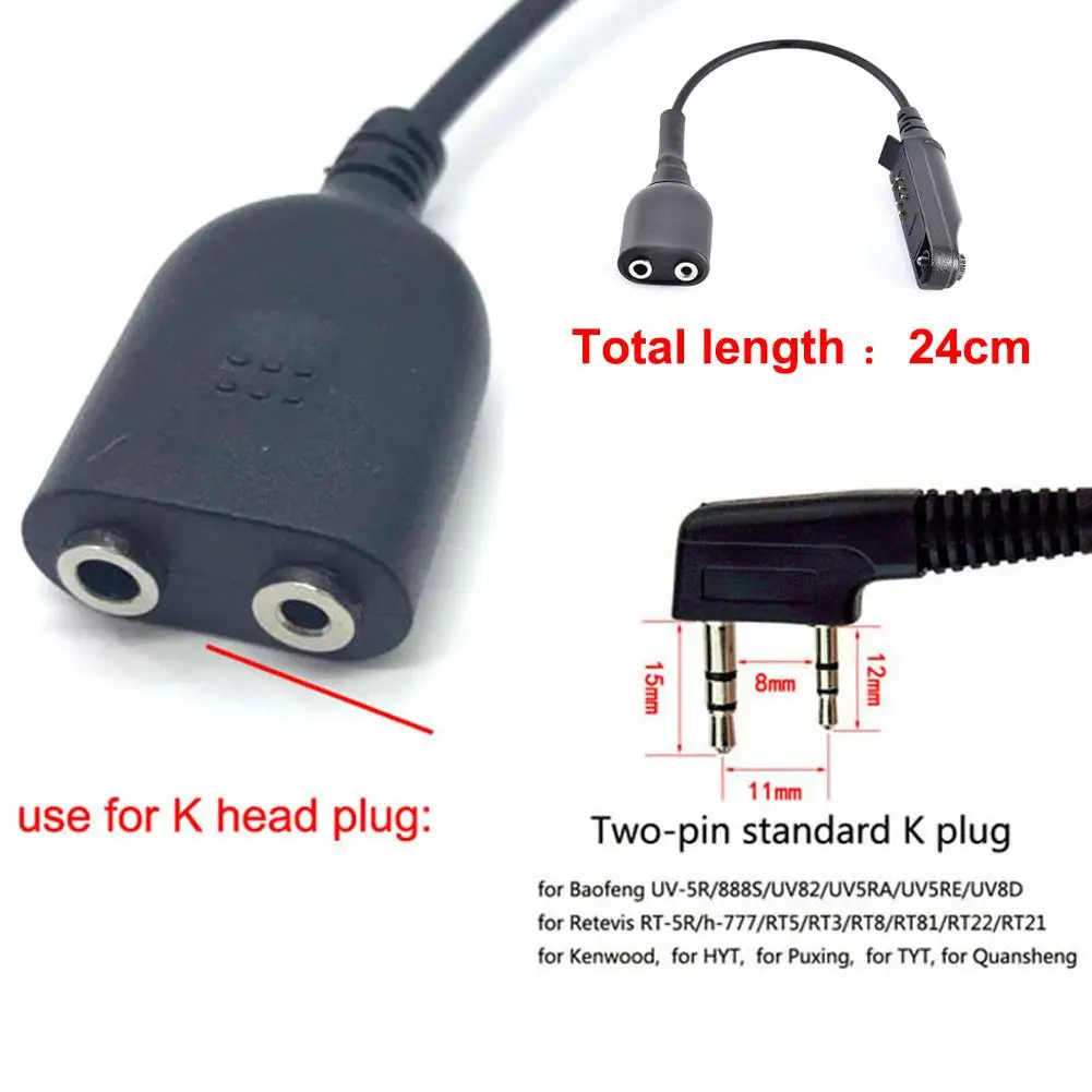 Иди и болтай Walkie Talkie “иди и аудио кабель-адаптер для Baofeng BF-9700 A-58 UV-XR UV-5S GT-3WP UV-9R плюс для K Интерфейс 2Pin UV-5R гарнитура Порты и разъёмы