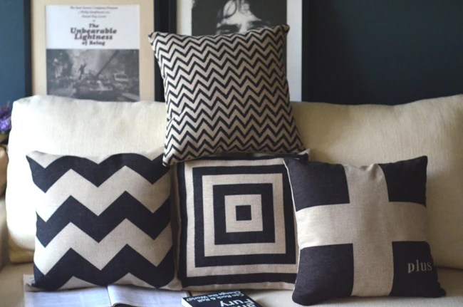 

Nordic Style Geometric Ramadan Cushion Cover Polyester Pillow Case Black And White Home Decorative Pillows Cover For Sofa Car