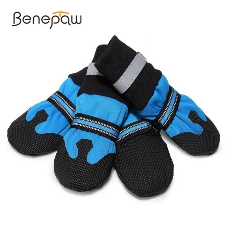

Benepaw Winter Warming Shoes Dog Antislip Waterproof Dog Boots 4 Pcs/Set Hot Sale Reflective Pet Puppy Shoes Rose Red/Blue