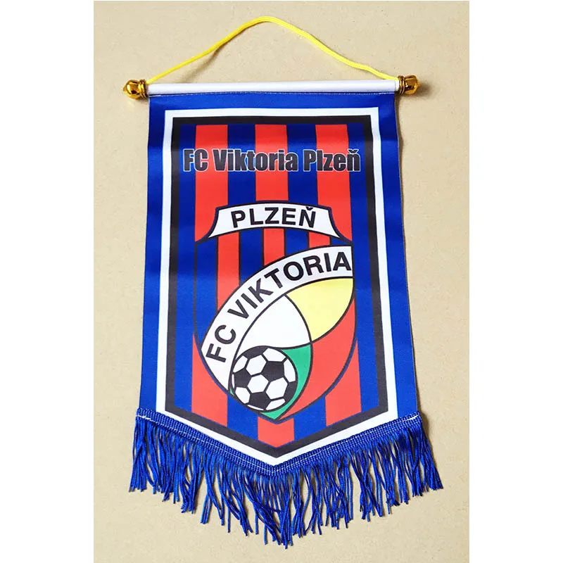 

Czech Republic FC Viktoria Plzen 30cm*20cm Size Double Sides Christmas Decorations for Home Hanging Flag Banner Gifts