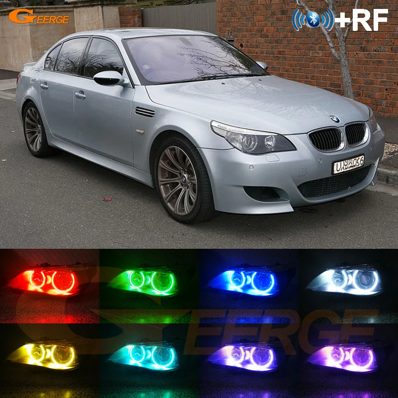 Для BMW E60 E61 525I 530I 540I 545I 550I M5 2003-2007 ксеноновая фара RF Bluetooth контроллер многоцветный RGB led angel eyes kit