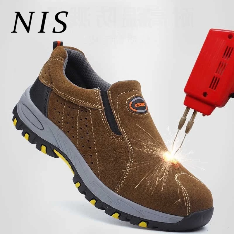 

NIS Casual Lightweight Men Work Safety Shoes Steel Toe Anti-smashing Anti-puncture Slip-on Shoes For Hiking Climbing Sneakers