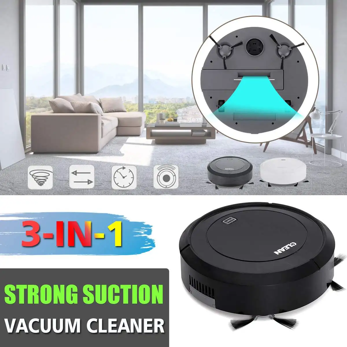 

1xFloor Cleaner Robot Smart Sweeping Robot Floor Dirt Dust Hair Cleaner Automatic Rechargeable For Home Electric Vacuum Cleaners