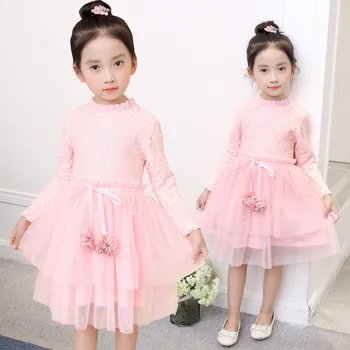 

2018 Spring And Autumn New Pattern Girl Long Sleeve Lace Gauze Princess Dress