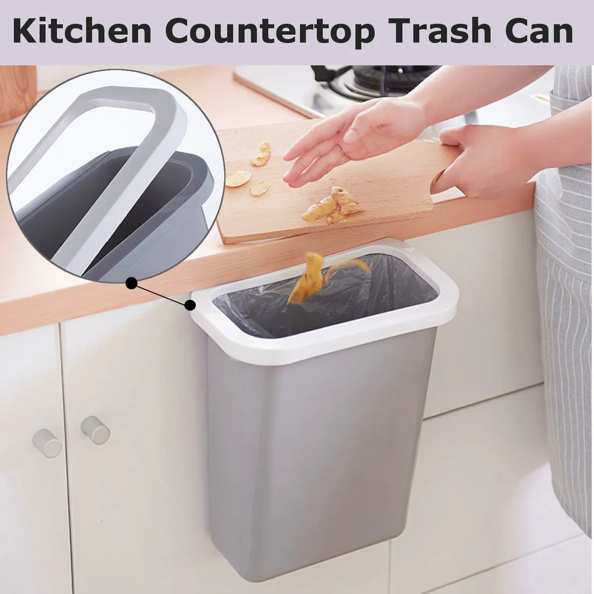 

Trash Can Kitchen Trash Cabinet Door Hanging Garbage Bin Trash Can Rubbish Container Eco-friendly For Home Office Cleaning Tool