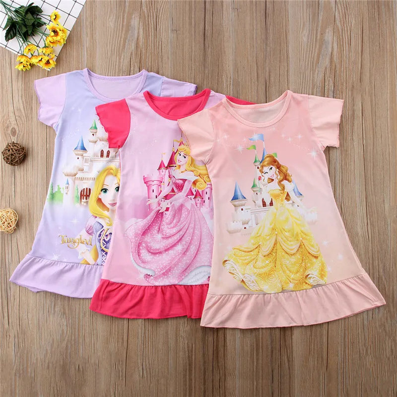 

Toddler Kid Baby Girl Rapunzel Belle Aurora Princess Print Clothes Party Dress Party 1 birthday Wedding New Year Baby Dress