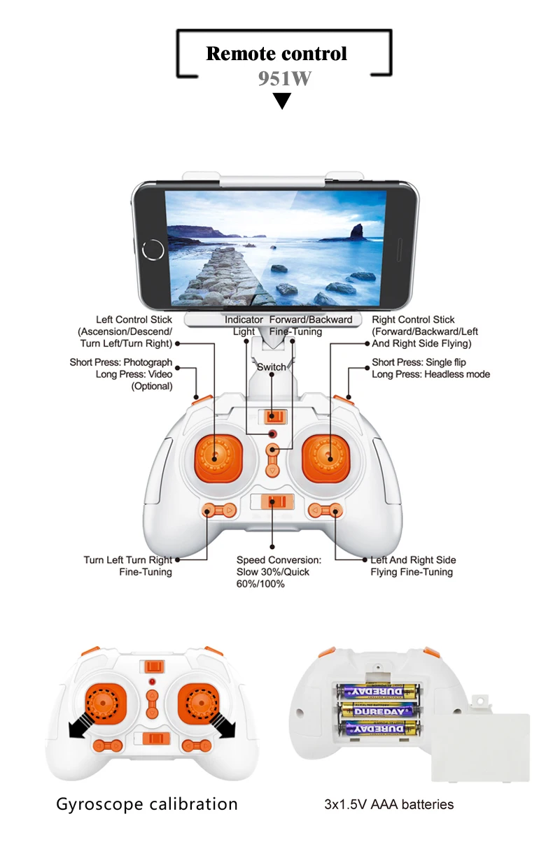 F17860/61 FQ777 951W WIFI Mini Pocket Drone FPV 4CH 6-axle gyro Quadcopter with 30W Camera Smartphone Holder Transmitter