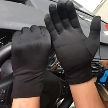 Guantes de lycra para primavera y verano, guantes cortos negros y blancos para conducir con protección solar y cinco dedos