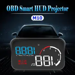 M10 автомобиля HUD OBD II OBD2 Head Up Дисплей Проектор по Скорость Напряжение сигнализации Температура воды вращающийся Скорость