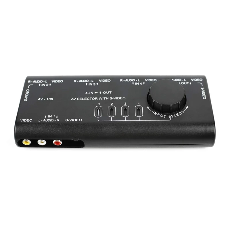 

Practical AV Audio Video Signal Switcher 4 In 1 Out 4 Ways 3 RCA Switch Box Spiltter For HDTV LCD DVD STB Game Consoles AV-109