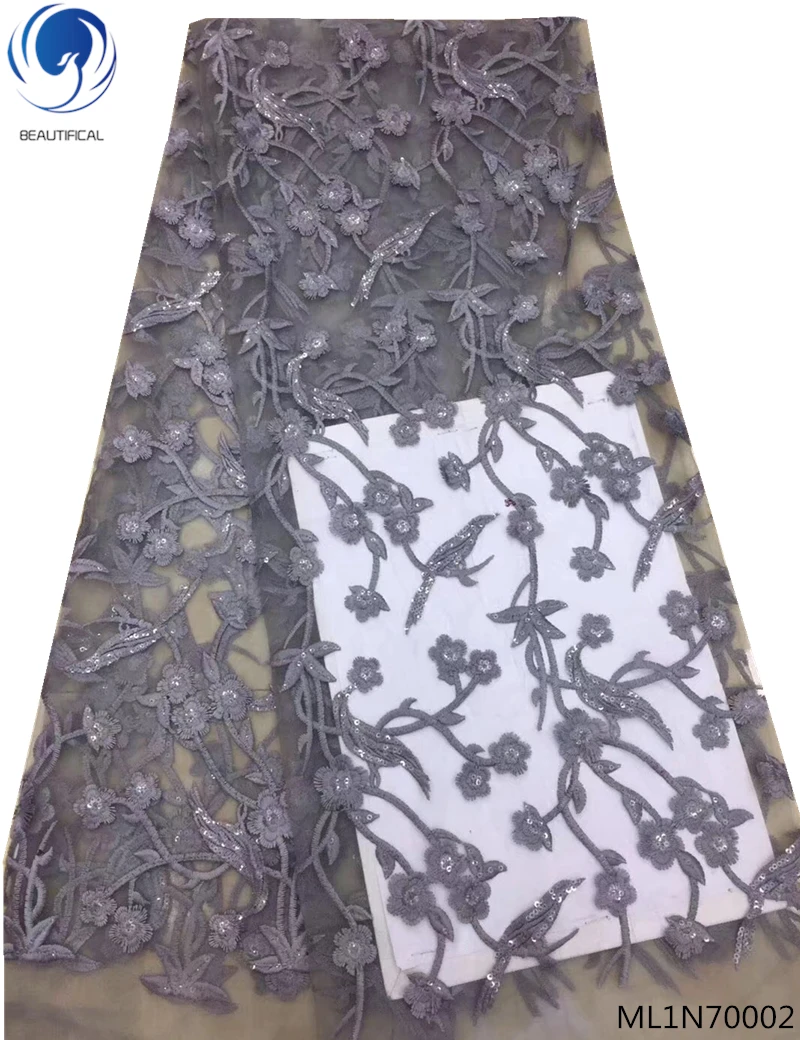 

BEAUTIFICAL sequins lace fabric 2019 high quality lace 5 yards sequin lace fabric sequin net lace fabric latest ML1N700