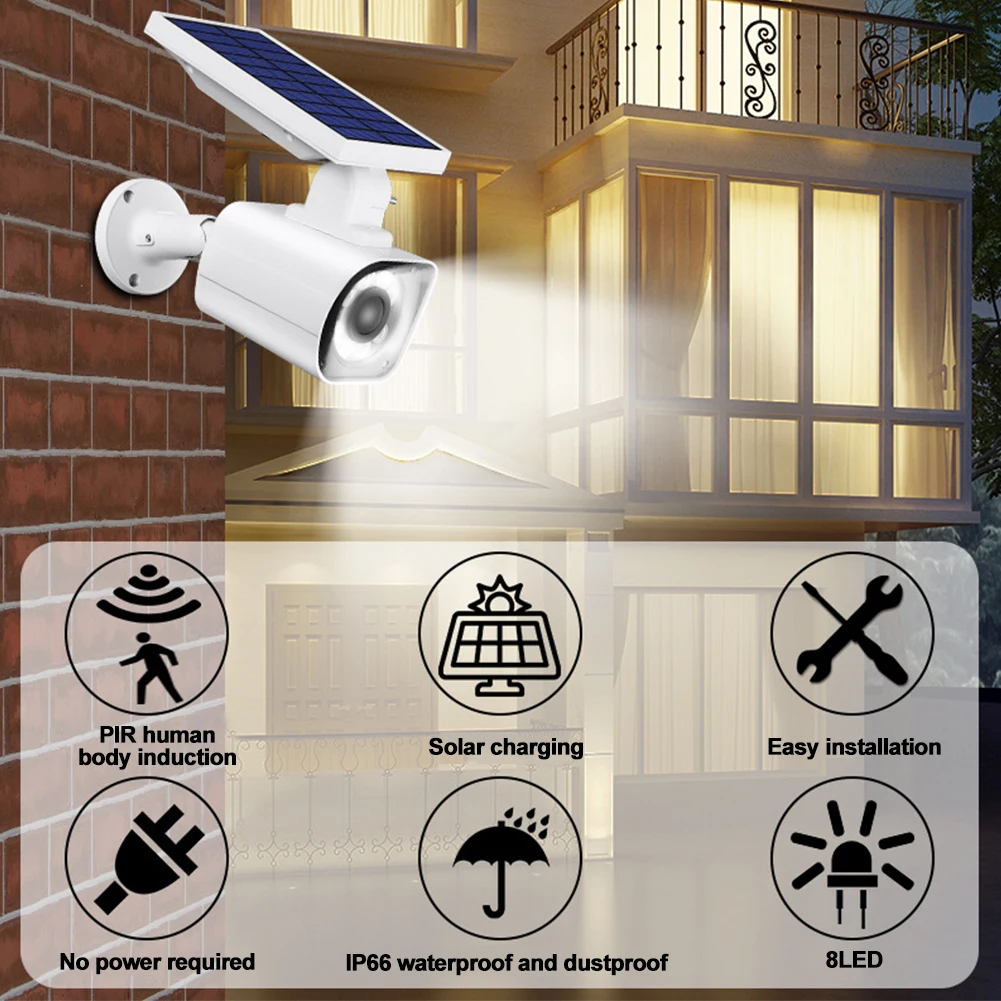 

Patio Yard Motion Sensor Solar Light Fake Monitor Path Way Waterproof Led Courtyard Wall Lamp For Outdoor Spotlight Garden