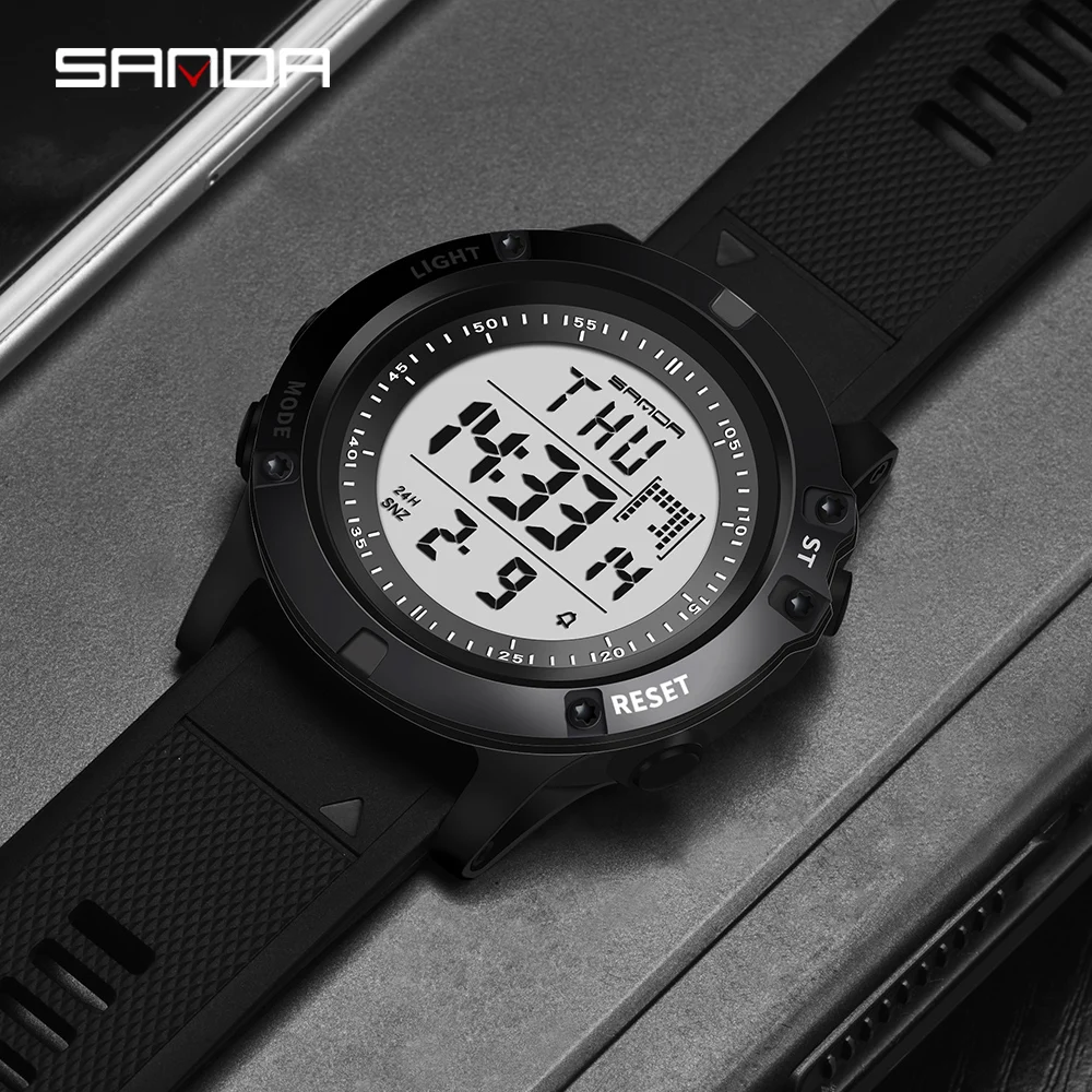 SANDA мужские спортивные часы 3ATM водонепроницаемые Модные S Shock цифровые часы с обратным отсчетом светящиеся мужские часы с хронографом наручные часы