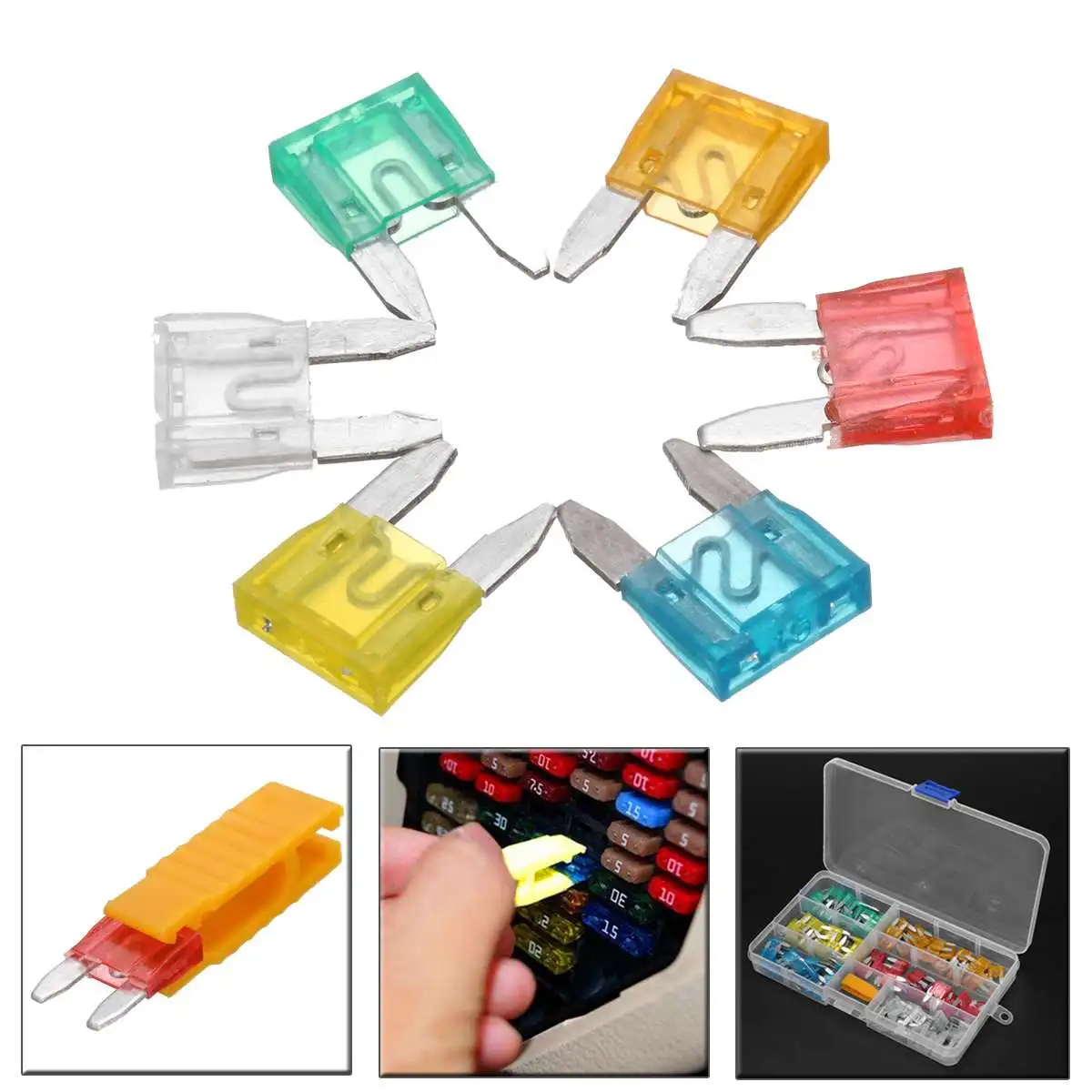 

120Pcs 0.66*0.42in Profile Small Size Mini Blade Fuse Assortment Set Auto Car Truck Fuses Kit 5 10 15 20 25 30 AMP Fuse Box
