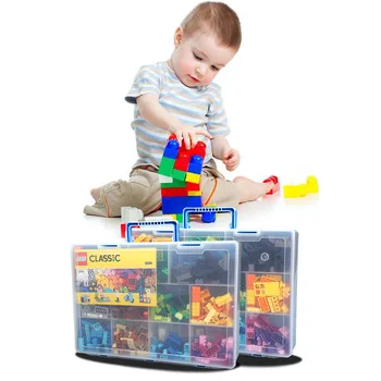 

Besegad 2Layer Large Capacity Clear Plastic Building Blocks Toys Case Box Organizer Containers Can Adjust The Storage Space Tool