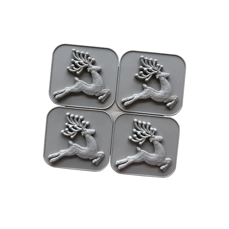 

4 Even Elk Aromatherapy Mode Candle Wax Piece Model Easy Clean Cake Decorating Tools Forma De Silicone Mold Christmas
