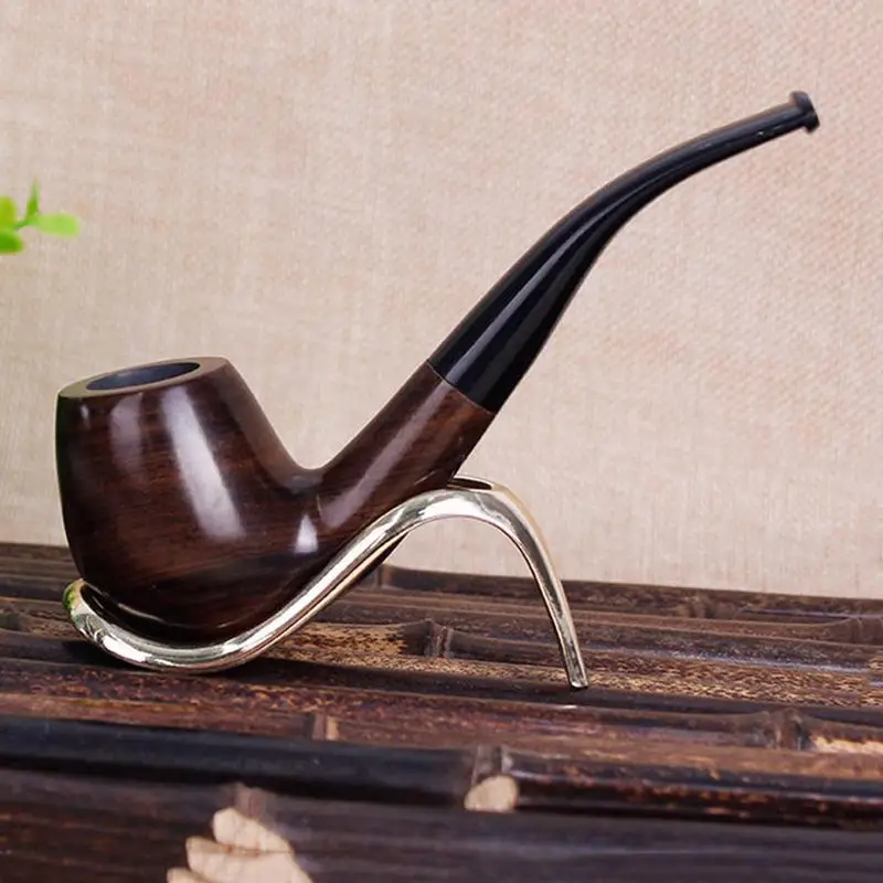 

Solid Ebony Smoking Pipe Wood Handmade Bent Ebony Pipe Smoking Accessories #SO