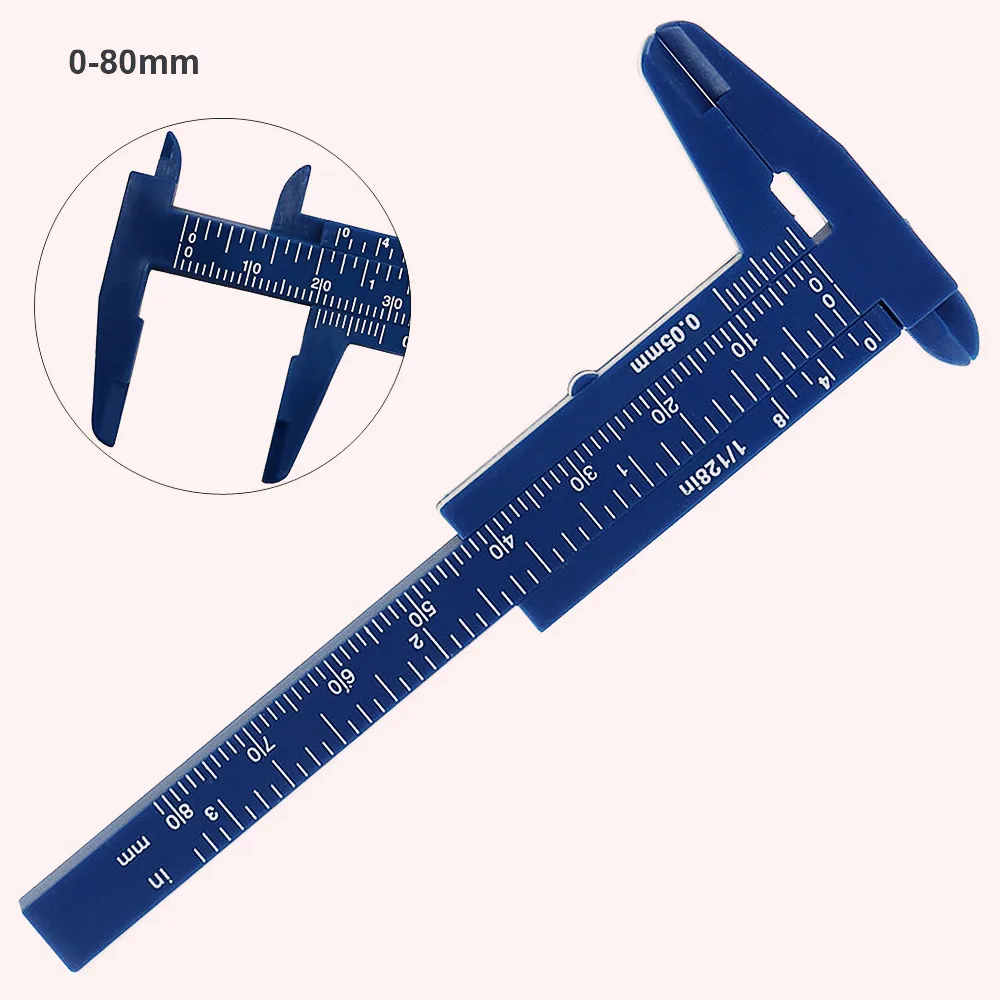 

0-80mm Double Scale Blue Plastic Vernier Caliper with Blue Mini Measurement Tool for Students / Antique Measurement