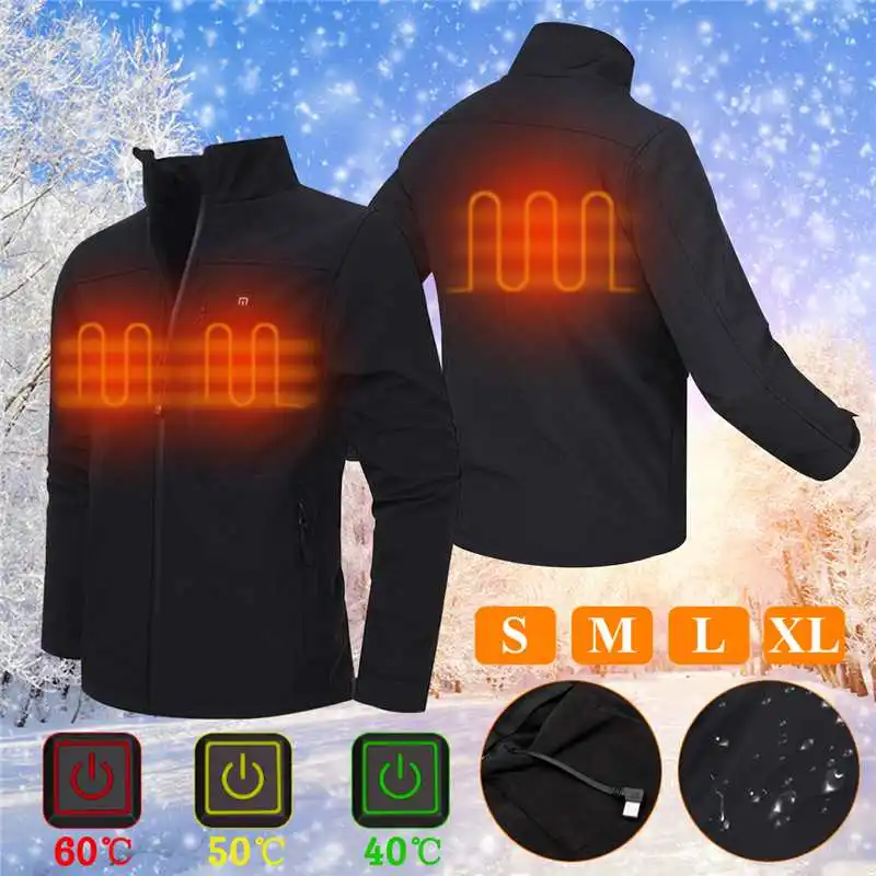 

Newest Men Winter Outdoor Heated Jacket USB Infrared Heating Jacket Electric Thermal Clothing Coat For Sports Climbing Hiking