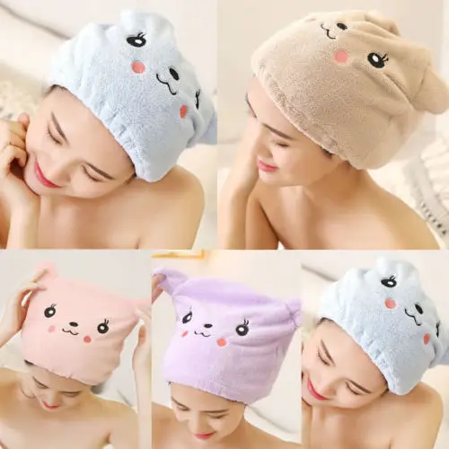 

New Women Quick Dry Head Shower Cap Towel Hair Wrap Soft Microfibre Bath Turban Shower Caps