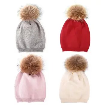 

Knitted Hat Women Girl Winter Autumn Warm Pompom Ball Double Layer Crochet Cute Caps