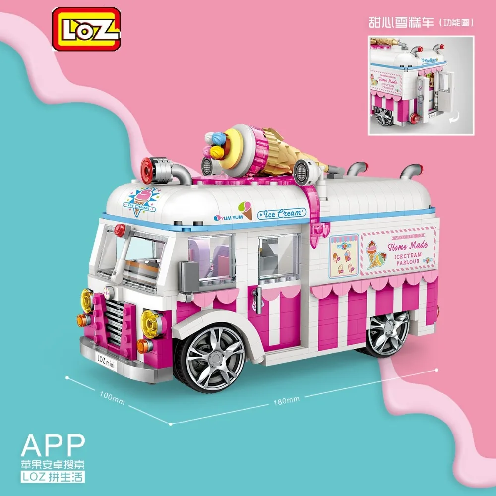 

LOZ Mini Blocks Vehicle Building Bricks Luxury Ice Cream Mini Car Model Toy Micro Blocks Kids Gifts Toys For childdren 1112