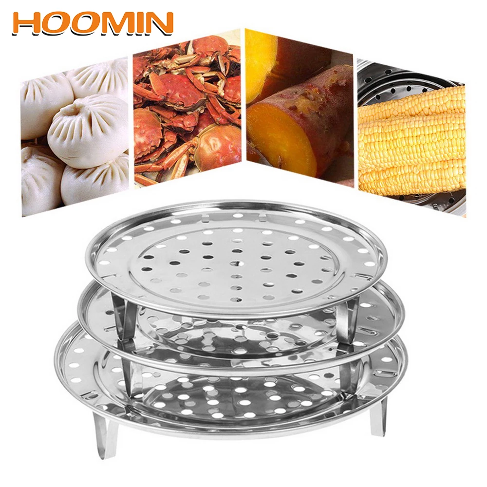 

HOOMIN Three Legged Dumpling Tray Steamer Shelf Round Steamer Rack Steaming Stand for Food Steaming Baking Roasting Cooking Tool
