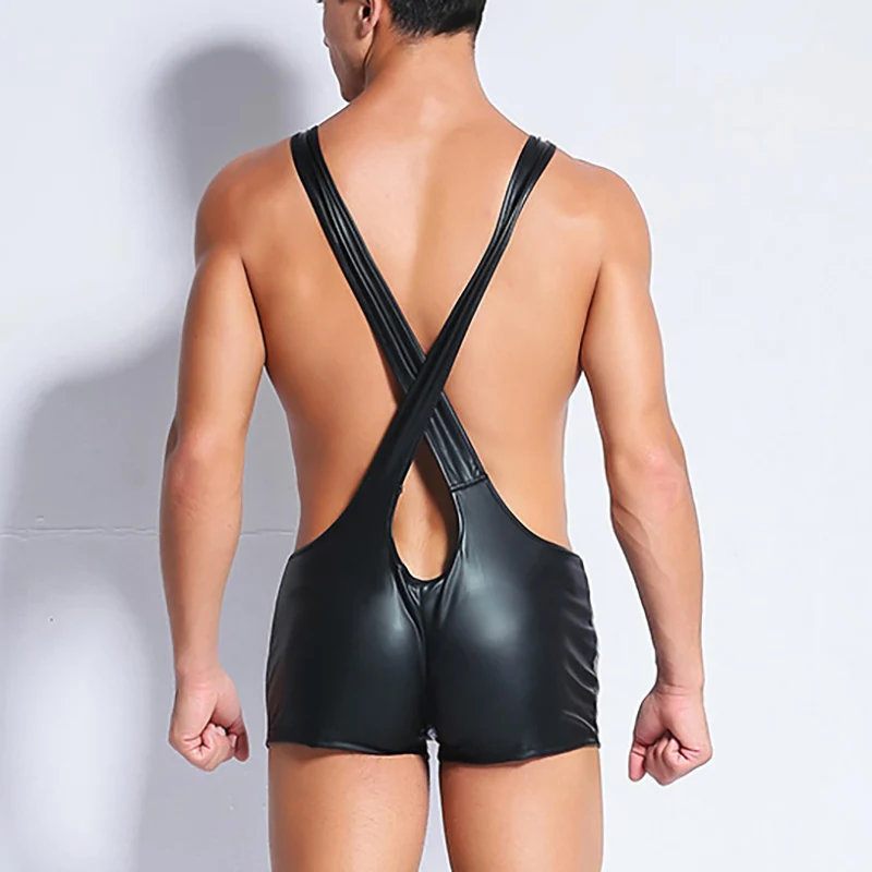 AIIOU مثير الرجال كمال الاجسام فو الجلود قميص ملابس تحتية للمصارعة الصليب تانك القمم دنة سستة بذلة قميص AIIOU مثير الرجال كمال الاجسام فو الجلود قميص ملابس تحتية للمصارعة الصليب تانك القمم دنة سستة بذلة قميص