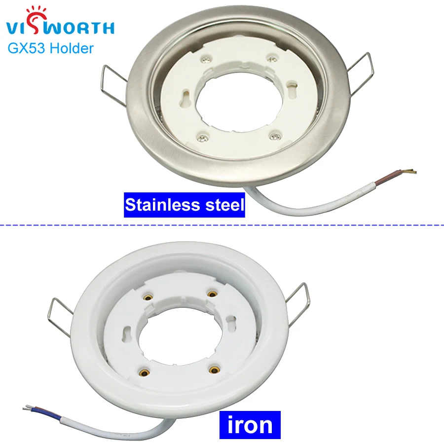 VisWorth GX53 Lamp Holder White and Silvery Stainlness Steel Body GX53