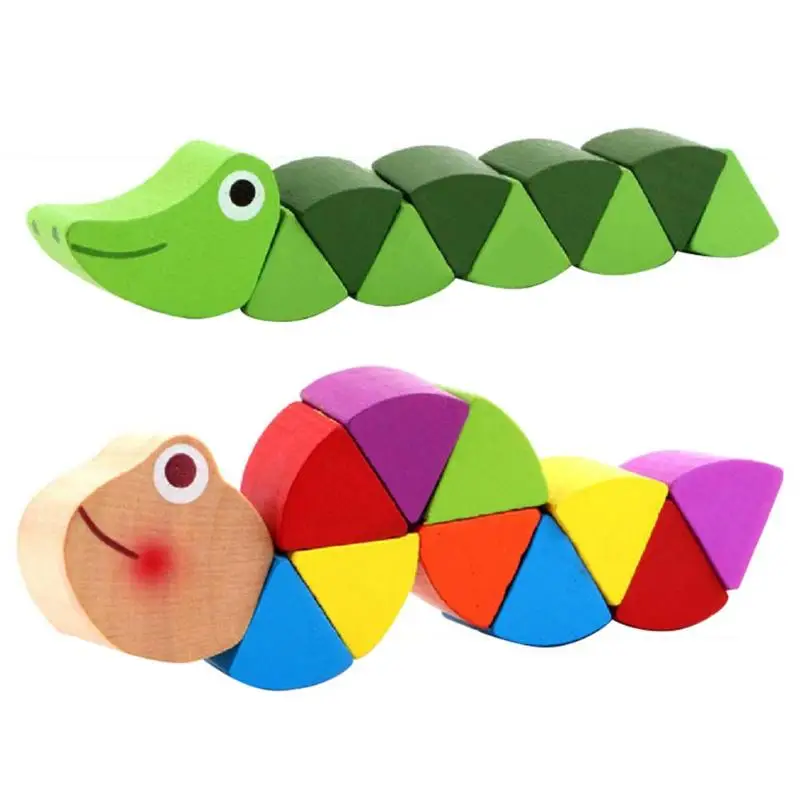 

Colorful Wooden Caterpillar Worm Puzzles Jigsaw Kids Learning Educational Toys For Children Montessori Development Gift