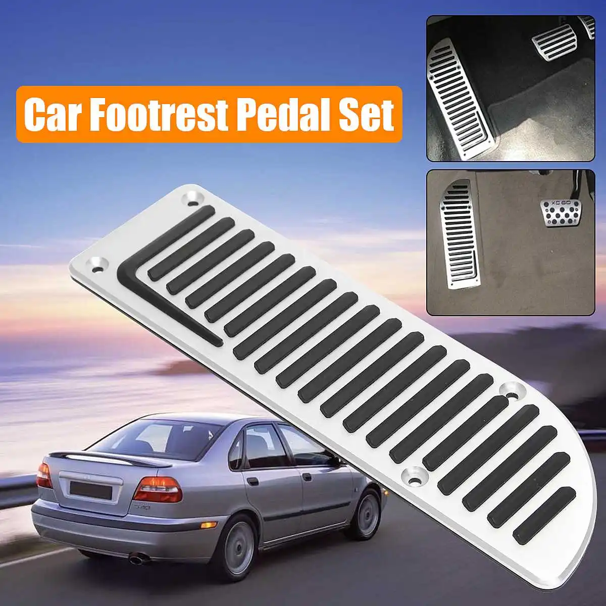 

1 Set Car Aluminum Footrest Rest Gas Pedal Pad for for Volvo S60 V60 XC60 V70 XC70 S80
