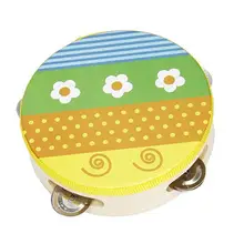 15 см Мультяшные деревянные ручные бубен Фристайл ручной бубен с колокольчиками музыкальный ударный инструмент для вечеринок детские игры