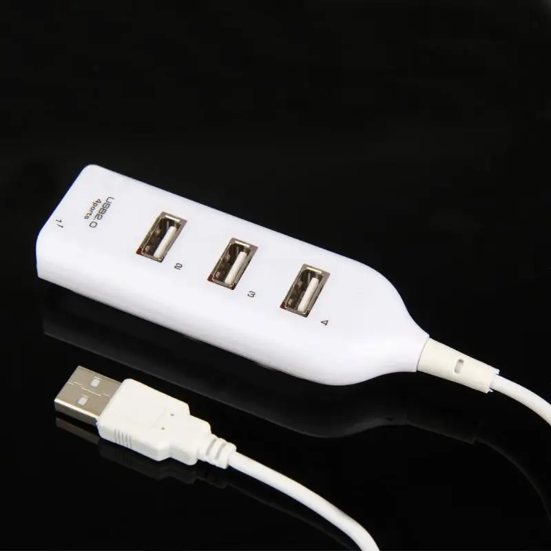 

High Speed Mini 4 Port USB 2.0 Hub USB Port for Laptop PC Computer White