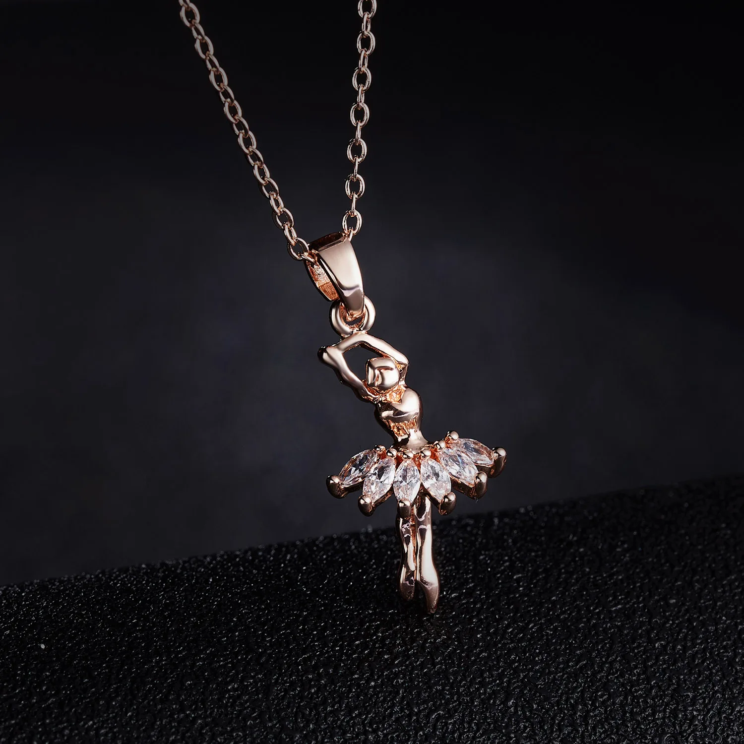 

RINHOO Statement Maxi Alloy Enamel Dance BALLET Girl Fairy Angel Necklace Chain Pendant 2017 Fashion New Enamel Jewelry Women