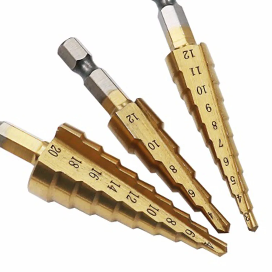3pcs 4-20mm 4-12mm 3-12mm Pagoda Drill Bits Multifunction Hex Shank Cone HSS Step Drill Bit Set Mayitr