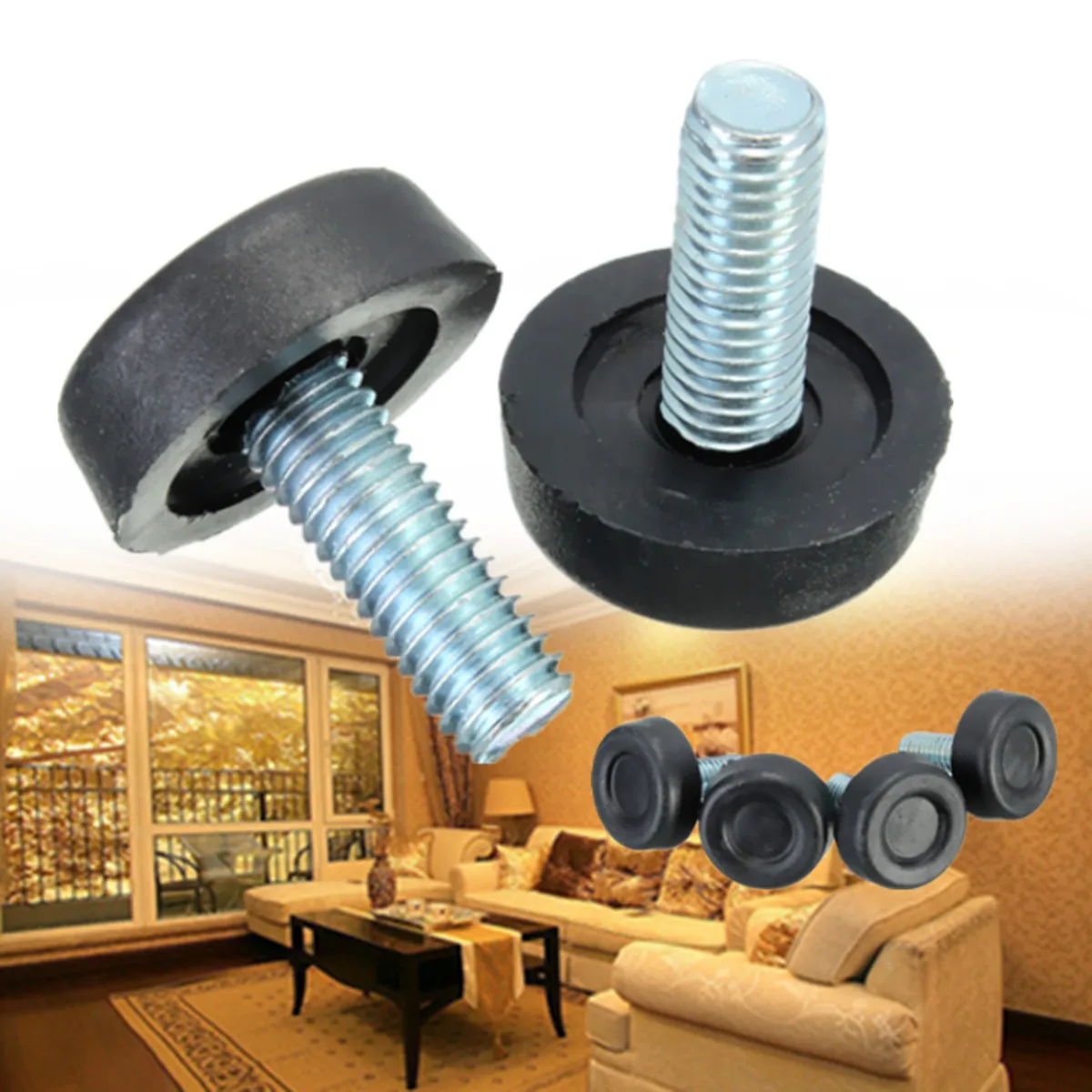 

4pcs/set M8x20mm Furniture Table Chair Sofa Cabinet Adjustable leveling Leg Feet Glide Slide Leveler Base