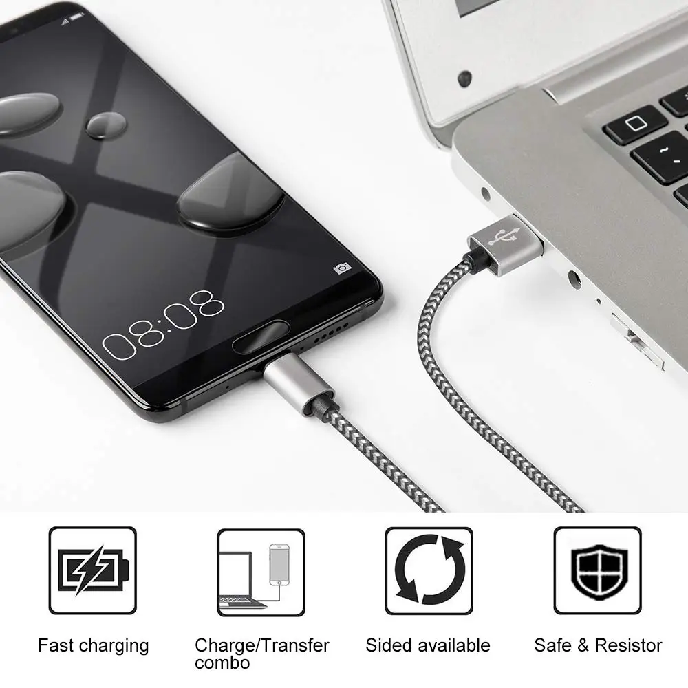 Нейлон 3A USB Type C 1 м 2 кабель для Samsung Galaxy S10 S9 Plus Xiaomi Mi 8 6 MAX 3 LG передачи данных быстрой