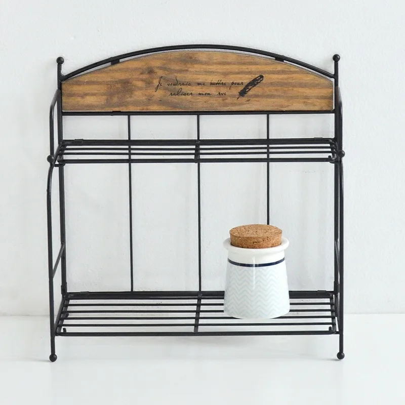 لطيف Desigen مزدوجة تيير الحديد الرف أدوات مطبخ حامل المعيشة غرفة نوم صغيرة أشتات تخزين حامل رفوف منظم منزلي