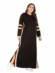 Женская Повседневная рубашка платье плюс размеры с длинным рукавом Куртка с капюшоном платье разделение